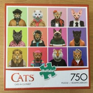 Cats in Clothes 750 Piece Buffalo Jigsaw Puzzle Sealed bag Open Box